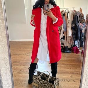 Red Teddy coat Akira Size M/L Fits size 8/10 New with tags